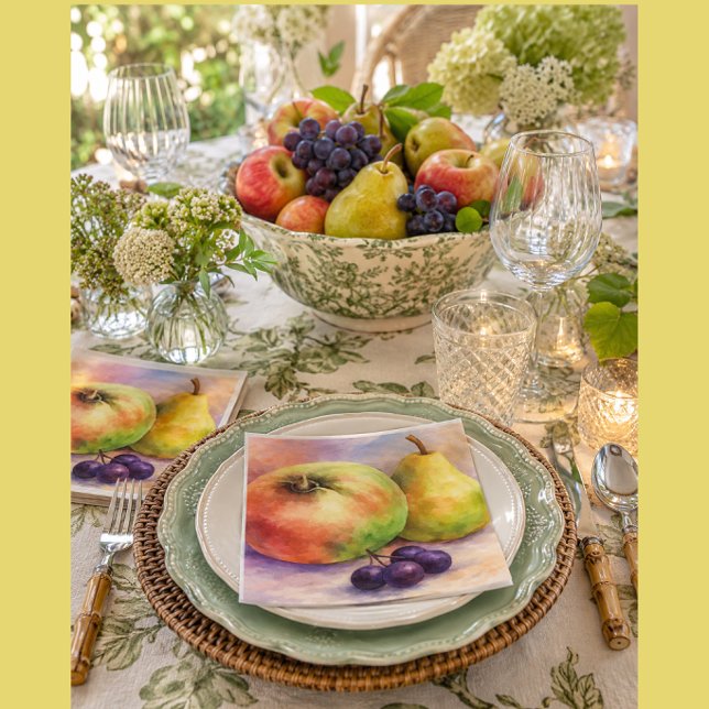 Rustic Farmhouse Fruit Cocktail Napkins (fruit-harvest-paper-napkins-garden-party-table-setting)