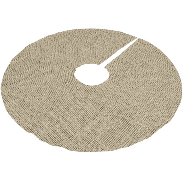 Rustic Farmhouse grain sack burlap fabric pattern Brushed Polyester Tree Skirt (Angled)