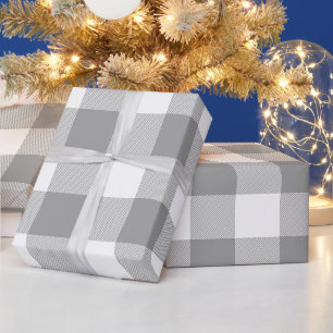 Rustic Farmhouse Grey Buffalo Check Plaid Wrapping Paper
