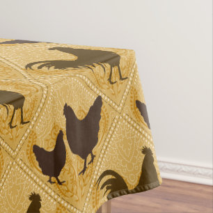 Rustic Farmhouse Hen Pattern – In Yellow Tablecloth