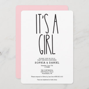 Rustic Farmhouse It's A Girl Baby Shower Invite 
