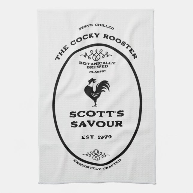 Rustic Farmhouse Kitchen | Personalised Chef Decor Tea Towel (Vertical)