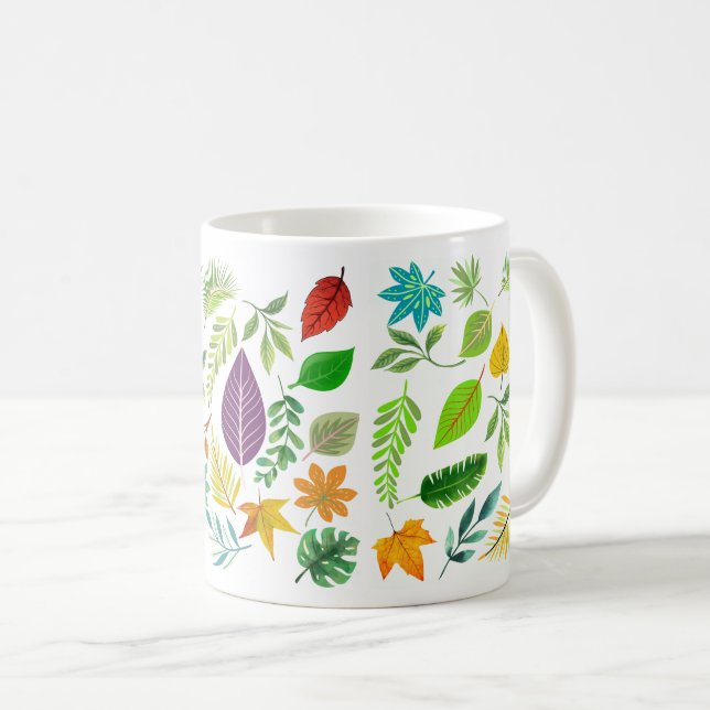 Rustic Farmhouse Leaves | Fall Autumn Ceramic  Coffee Mug (Front Right)