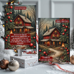 Rustic Farmhouse Magic Christmas Cottage Burlap  Holiday Card