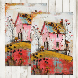 RUSTIC FARMHOUSE MIXED MEDIA ART DECOUPAGE TISSUE PAPER