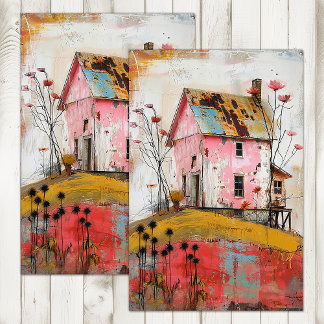 RUSTIC FARMHOUSE MIXED MEDIA ART DECOUPAGE TISSUE PAPER