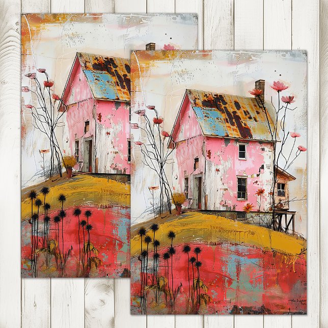 RUSTIC FARMHOUSE MIXED MEDIA ART DECOUPAGE TISSUE PAPER (RUSTIC FARMHOUSE MIXED MEDIA ART DECOUPAGE TISSUE PAPER)