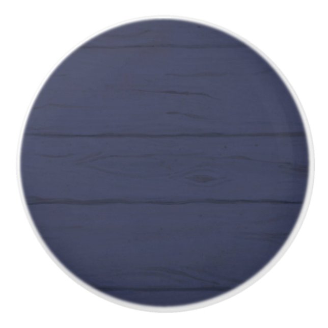 Rustic Farmhouse Modern Navy Blue Barn Wood Ceramic Knob (Front)