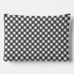 Rustic Farmhouse Monochrome Buffalo Check Geometri Accessory Pouch