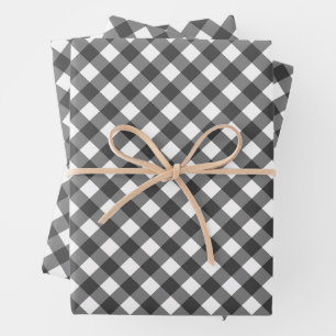 Rustic Farmhouse Monochrome Buffalo Check Geometri Wrapping Paper Sheet