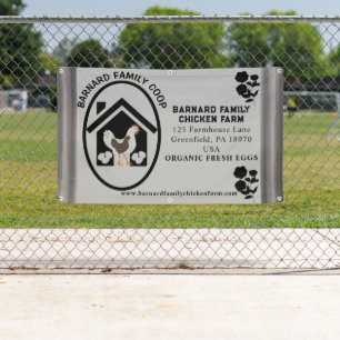 Rustic Farmhouse Organic Fresh Eggs Chicken Grey   Banner