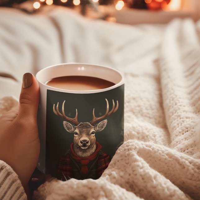 Rustic Farmhouse Plaid Deer And Green Coffee Mug (Creator Uploaded)