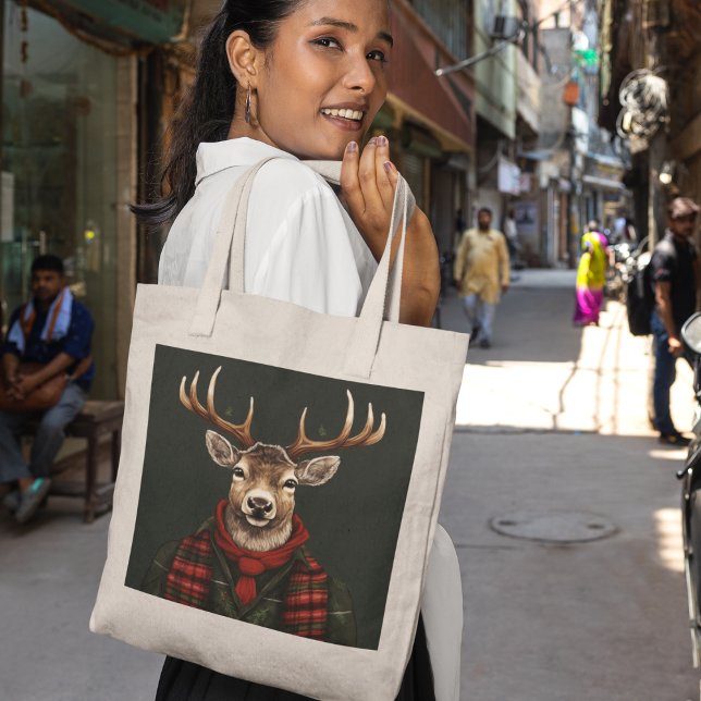 Rustic Farmhouse Plaid Deer And Green Tote Bag (Creator Uploaded)