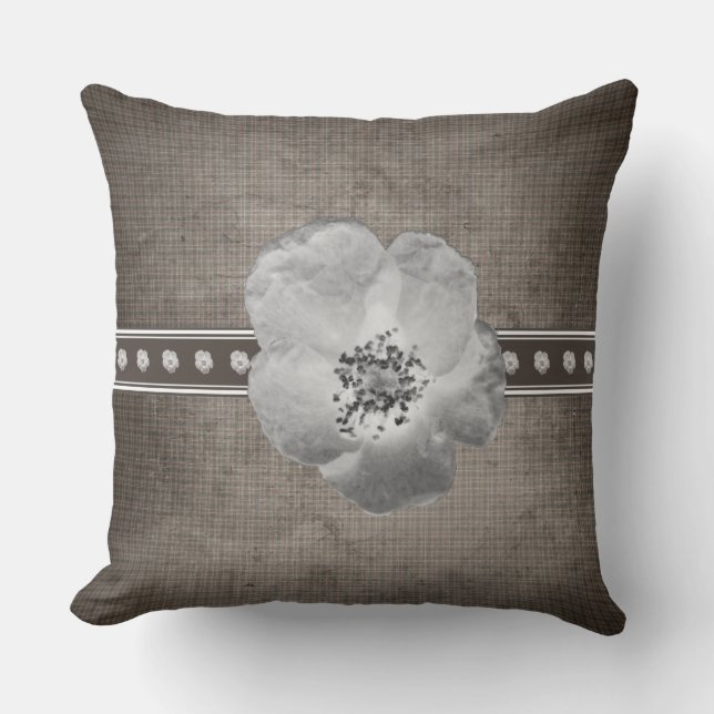 Rustic Farmhouse Plaid Flower Outdoor Cushion (Front)