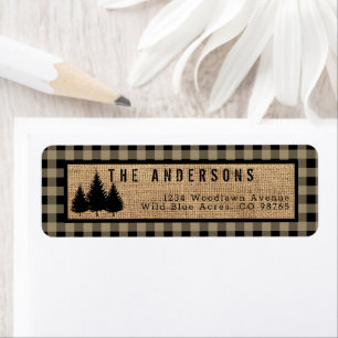 Rustic Farmhouse Plaid Woods Return Address