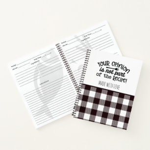 Rustic Farmhouse Plaid Your Opinion Recipe Notebook