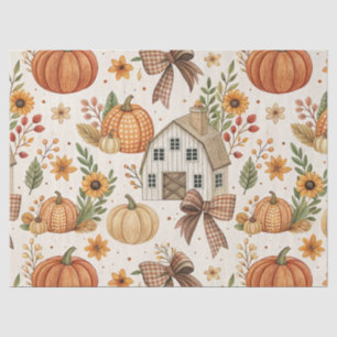 Rustic Farmhouse Pumpkin Autumn Pattern Tissue Paper