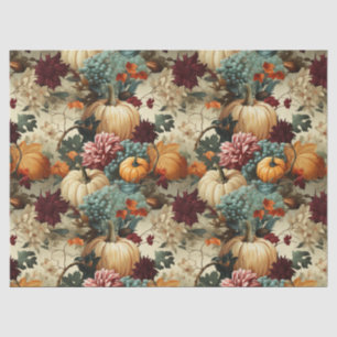 Rustic Farmhouse Pumpkin Orange Floral Vintage Tissue Paper
