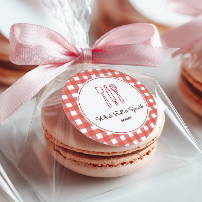 Rustic Farmhouse Red Gingham Bakery Product Labels (Creator Uploaded)