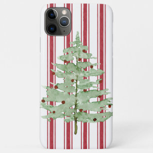 Rustic Farmhouse Red Ticking Stripe Christmas Tree Case-Mate iPhone Case