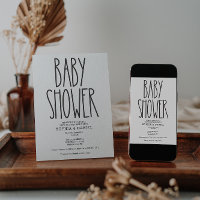 Rustic Farmhouse Simple Baby Shower Invite 