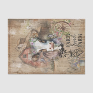Rustic Farmhouse Spring Cow Country & Barn Design  Tissue Paper