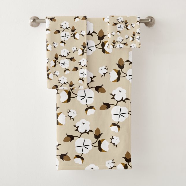 Rustic Farmhouse Style Cotton Flowers Bath Towel Set (Insitu)