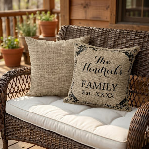 Rustic Farmhouse Style Family Name Est. Year Cushion