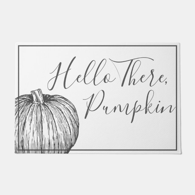 Rustic Farmhouse Style Hello There Pumpkin Doormat (Front)