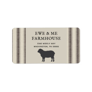 Rustic Farmhouse Style Sheep Grey Black Labels