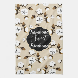 Rustic Farmhouse Sweet Farmhouse Cotton Flowers Tea Towel