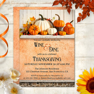 Rustic Farmhouse Thanksgiving Dinner Party Invitation
