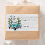 Rustic Farmhouse Truck | Christmas Gift Label<br><div class="desc">These are rustic… cheerful and colourful labels that will look amazing on all of your holiday gifts. Featuring rustic wood background, festive farmhouse truck and lush green trees. You are going to want to use them on all of your gifts. Add your custom wording to this design by using the...</div>