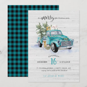 Rustic Farmhouse Truck   Christmas Holiday Party Invitation