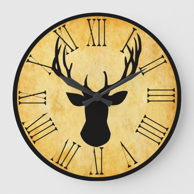 Rustic FarmHouse Vintage Country Style Deer Large Clock (Front)