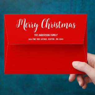 Rustic Farmhouse Vintage Red Truck Tree Christmas Envelope