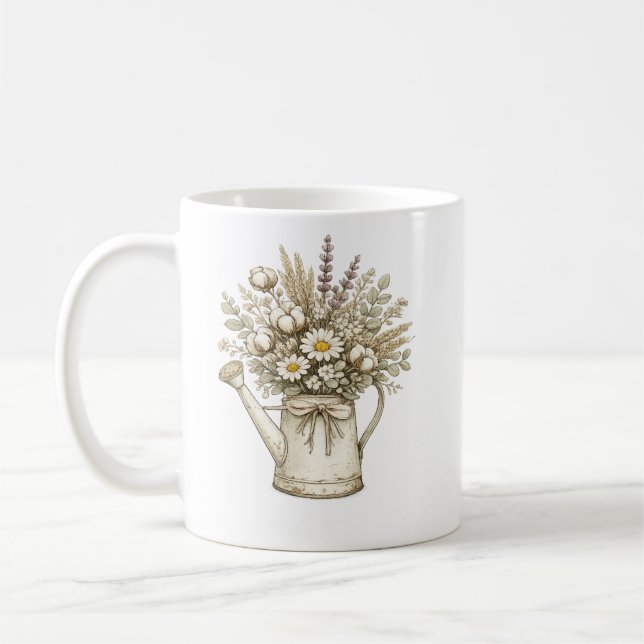 Rustic Farmhouse Watering Can Coffee Mug (Left)