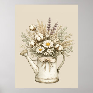 Rustic Farmhouse Watering Can Poster