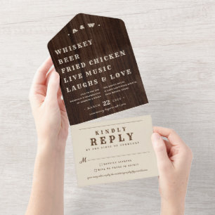Rustic Farmhouse Wedding All In One Invitation