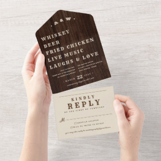 Rustic Farmhouse Wedding All In One Invitation