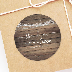 Rustic Farmhouse Wedding Thank You Classic Round Sticker