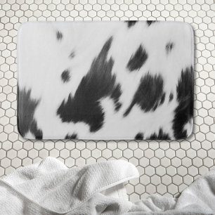 Rustic Farmhouse  Western Country Cowboy Cow Print Bath Mat