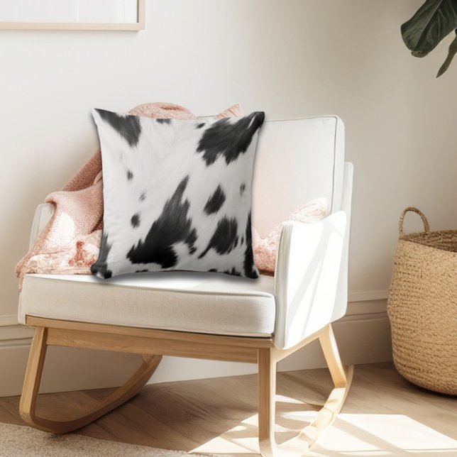 Rustic Farmhouse  Western Country Cowboy Cow Print Cushion (Creator Uploaded)
