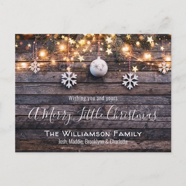 Rustic Farmhouse Wood & Stars Christmas Card (Front)
