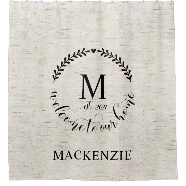 Rustic Farmhouse  Wreath Monogram Shower Curtain (Front)