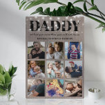 Rustic Father's Day 9 Photo Plaque<br><div class="desc">Rustic fathers day photo collage plaque featuring 9 square insta family pictures,  a sweet daddy text template for you to personalise,  and the kids names.</div>