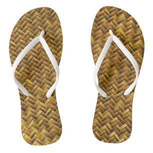 Rustic Faux Bamboo Basket Weave Pattern Texture Jandals