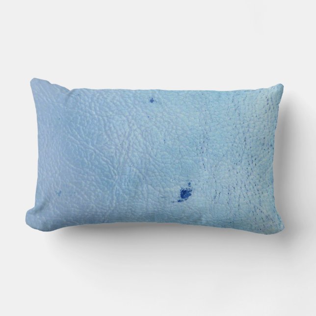 Rustic Faux Blue Leather Lumbar Cushion (Front)