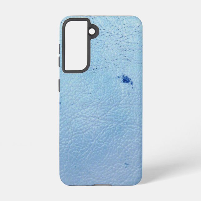 Rustic Faux Blue Leather Samsung Galaxy S21 Case (Back)