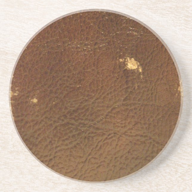 Rustic Faux Brown Leather Coaster (Front)